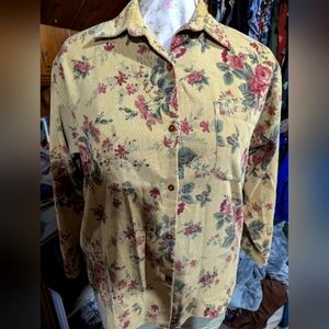 Eddie Bauer floral corduroy shirt